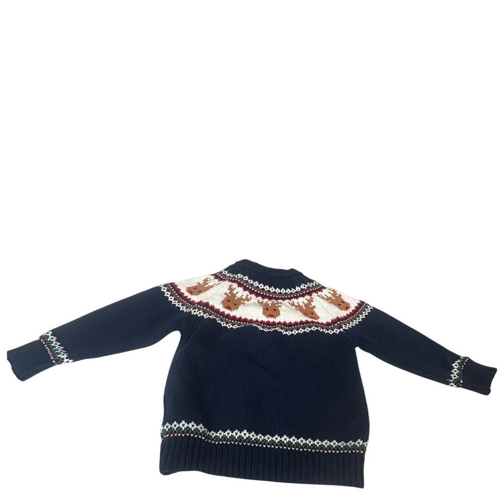 Miccina sz 80 US sz 12-18 M Blue Christmas Reindeer knit sweater